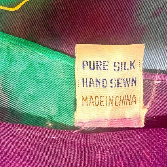 Vintage Handpainted Tie Dye Silk Scarf - Picture 4 of 10